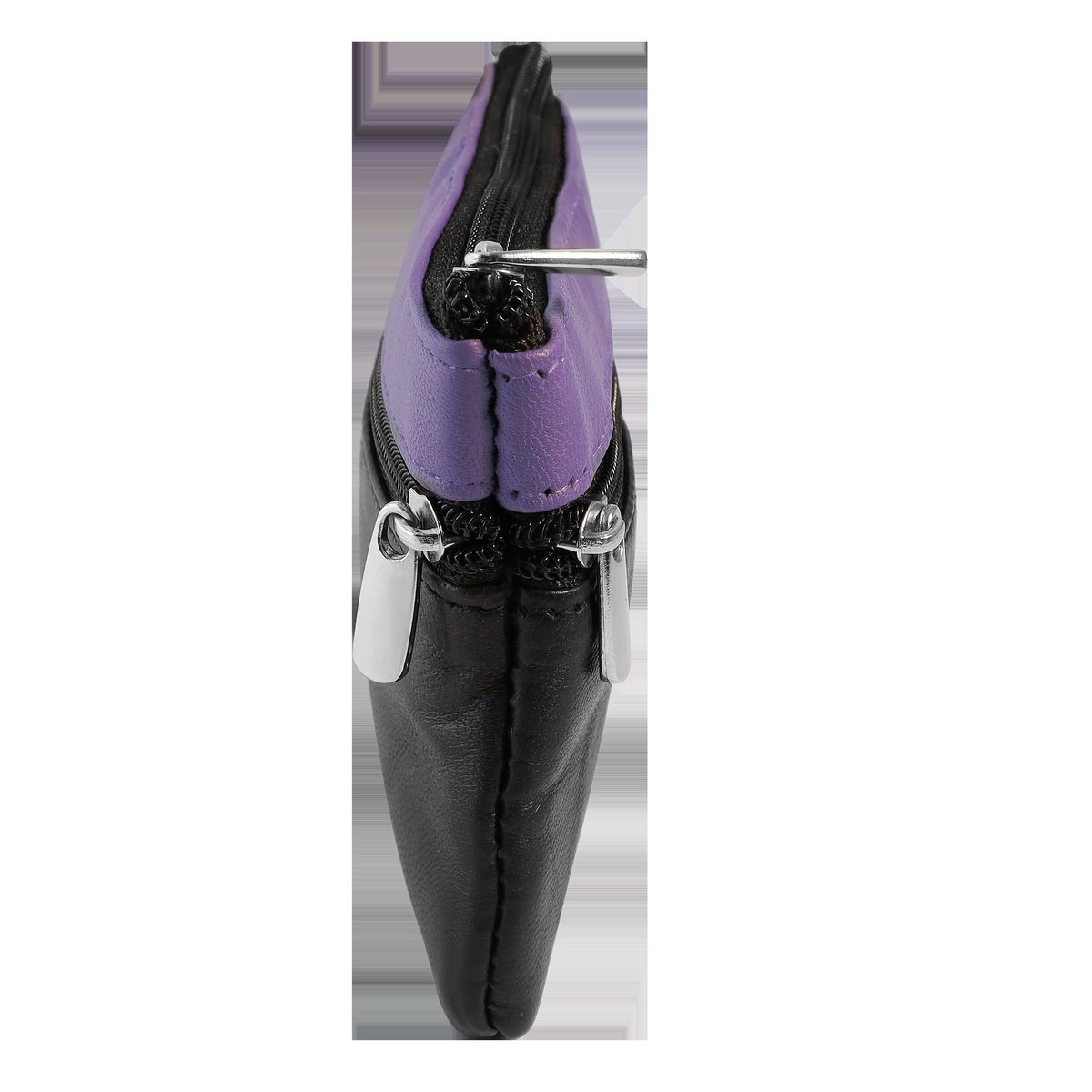 Eccellente portachiavi in ​​vera pelle di colore nero/viola chiaro