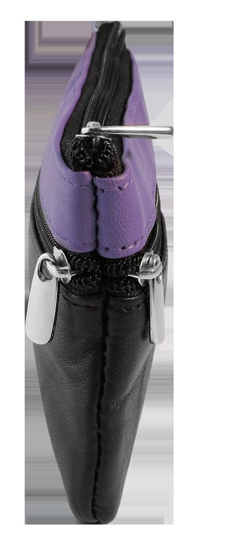 Eccellente portachiavi in ​​vera pelle di colore nero/viola chiaro