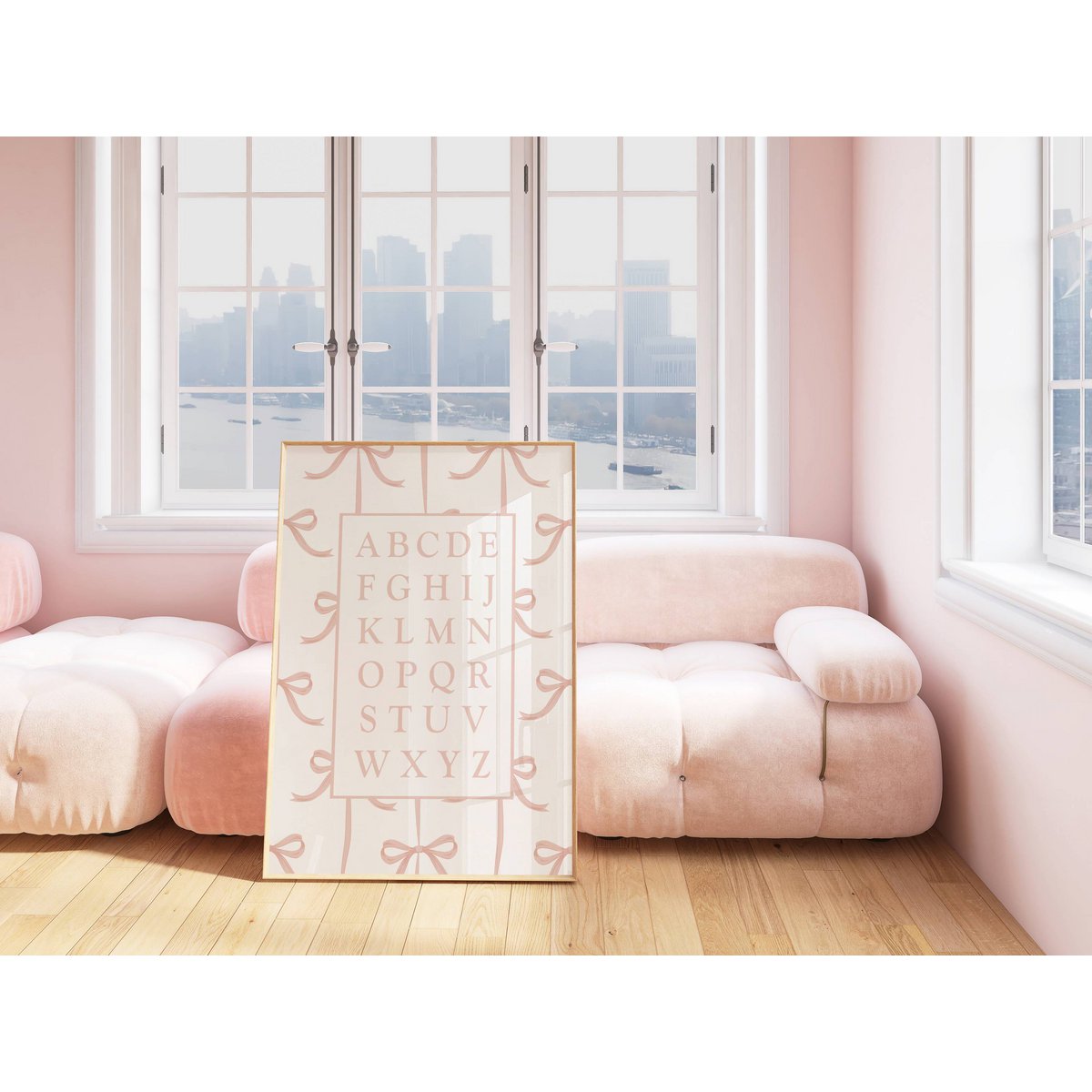 Alphabet poster, pink bow girls room print, classic alphabet poster, girls room poster, girls room poster, girls room print, girls nursery print, girls room decoration