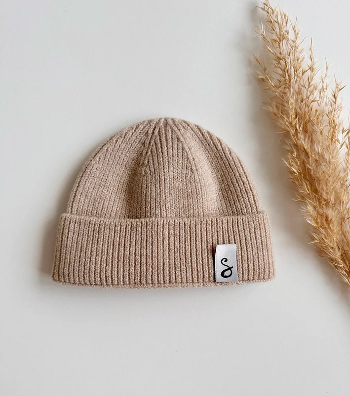 Merino wol Beanie newborn - zand