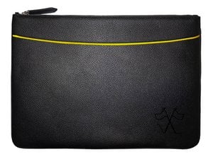 VUE LAC laptop sleeve with black front pocket, 38cm yellow border