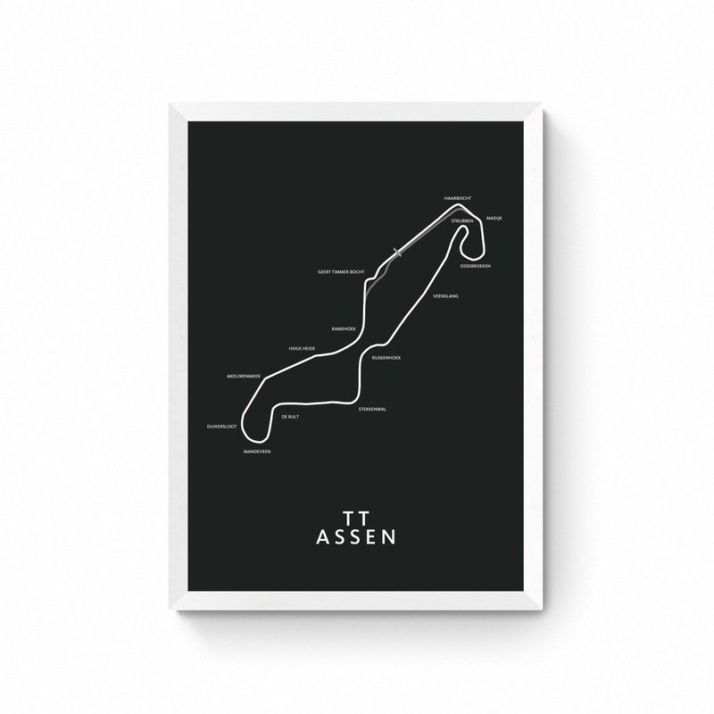 TT Assen - Mapa toru - Czarny - Plakat z mapą
