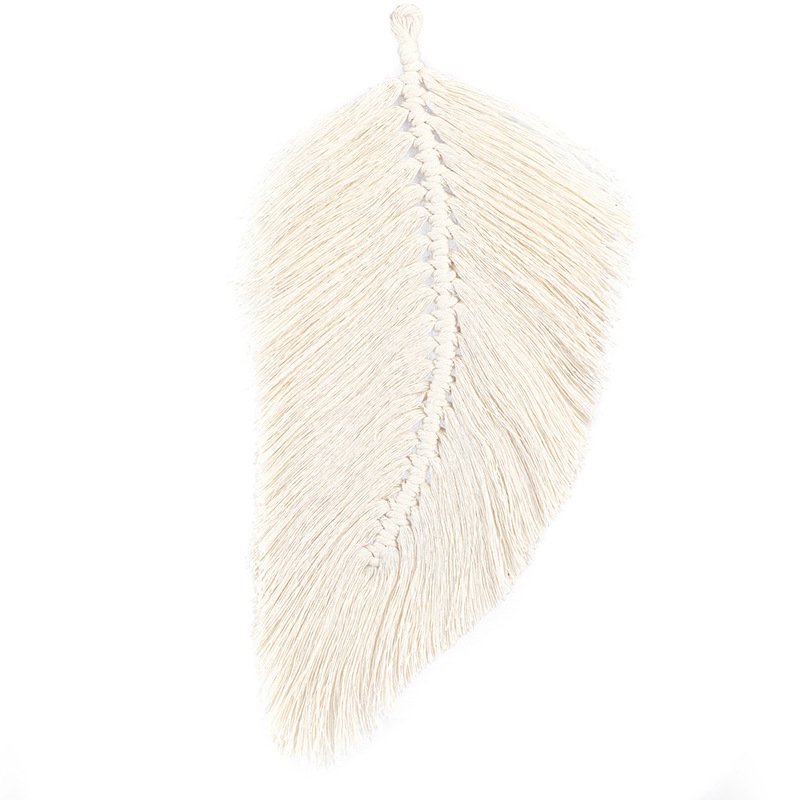 Decoración de pared macramé Pluma Blanco
