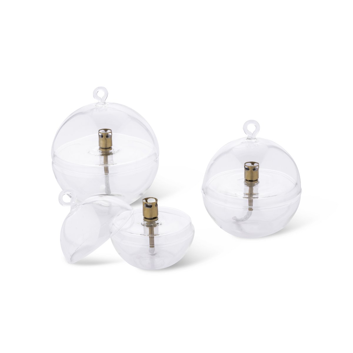 Olielamp Round cover clear brass L