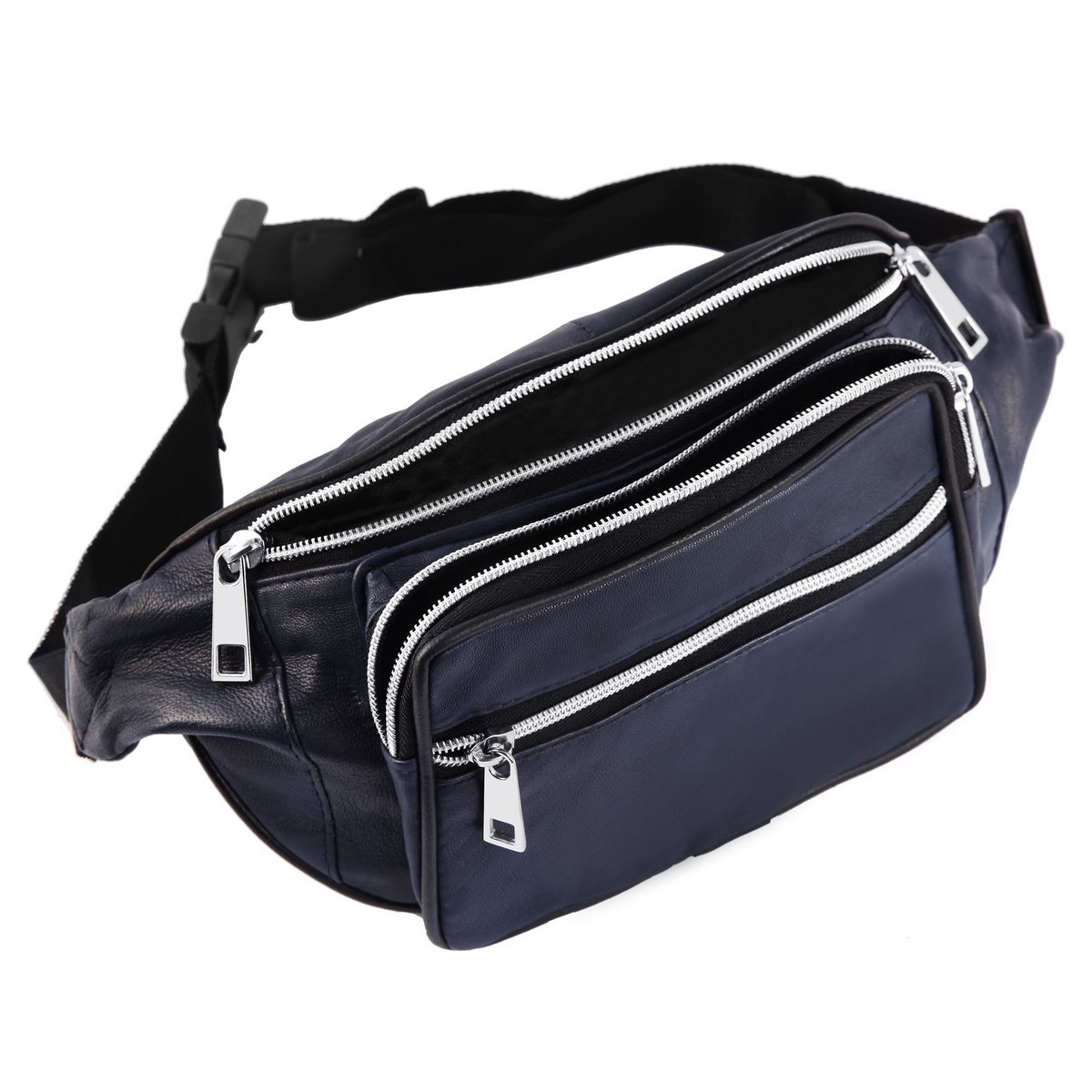 Steinmeister Hüfttasche/ Bauchtasche aus Echtleder, dunkelblau