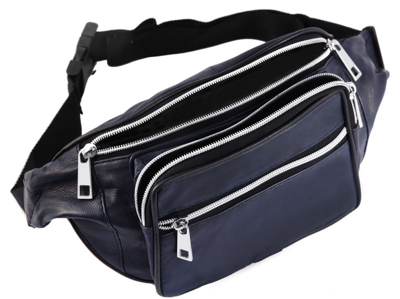 Steinmeister Hüfttasche/ Bauchtasche aus Echtleder, dunkelblau