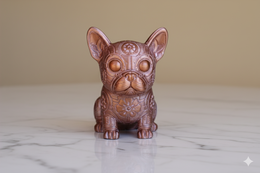 Hand-painted decorative dog figurine made of ceramic material with intricate floral patterns.