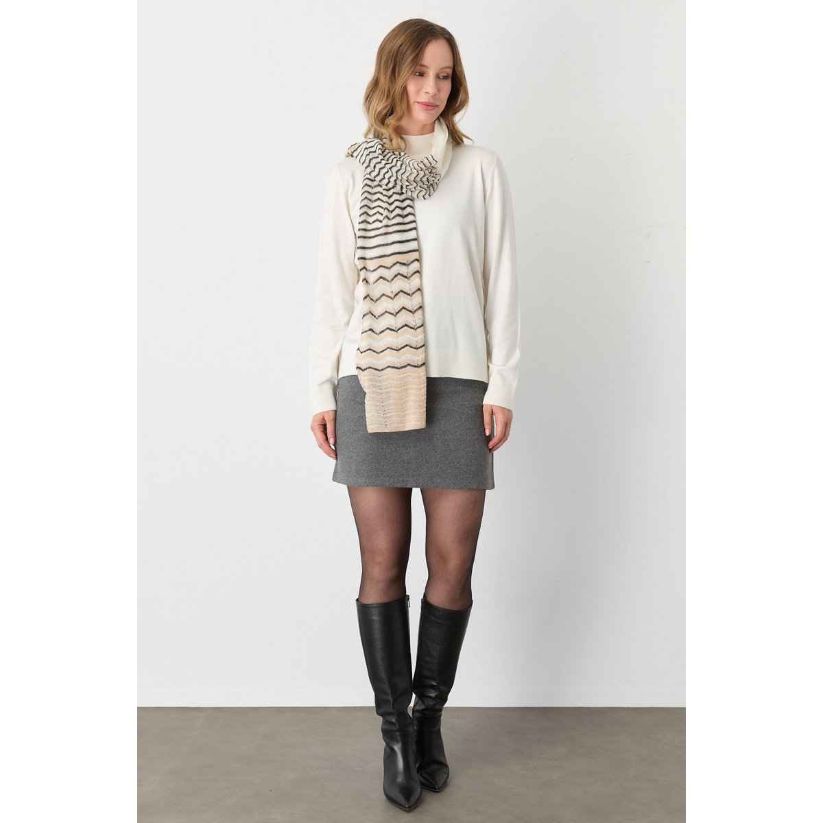 Cybele Shawl Ecru-Beige-Black
