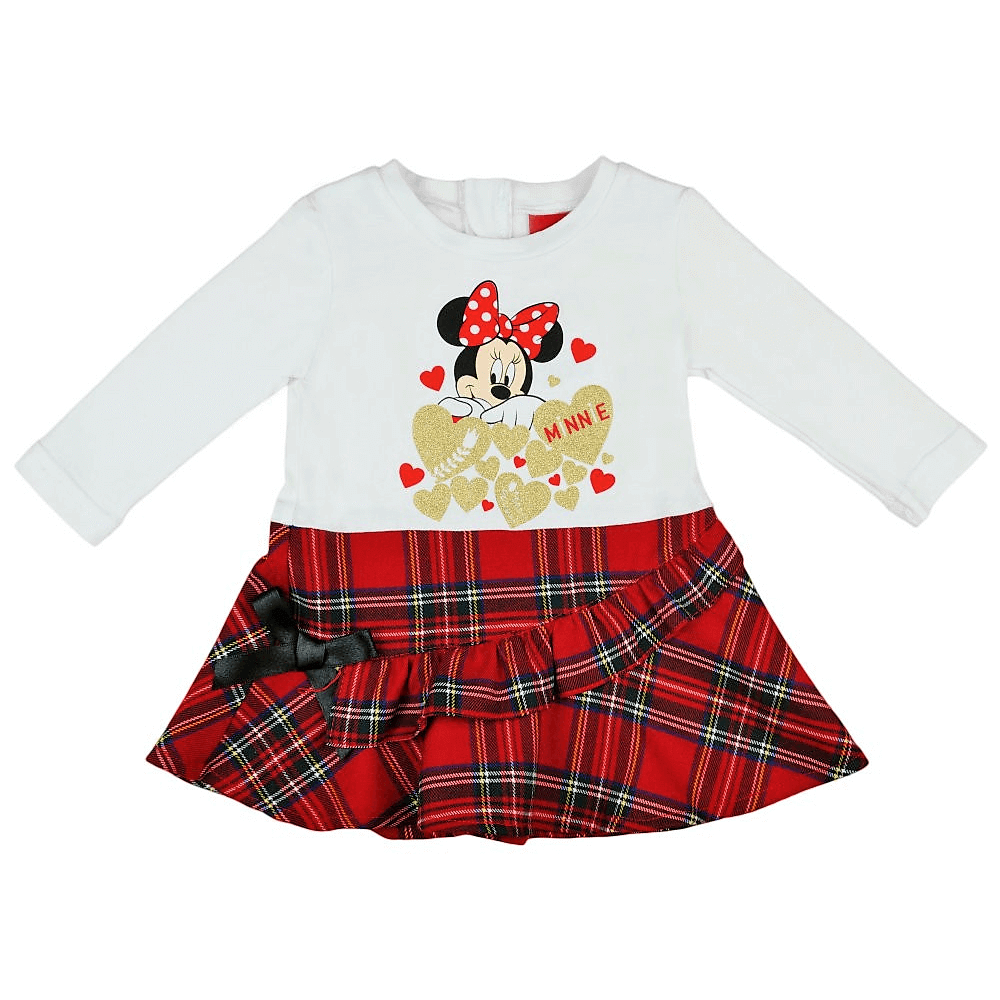 Świąteczna sukienka dla dziewczynki Disney Minnie Mouse, biało-czerwona