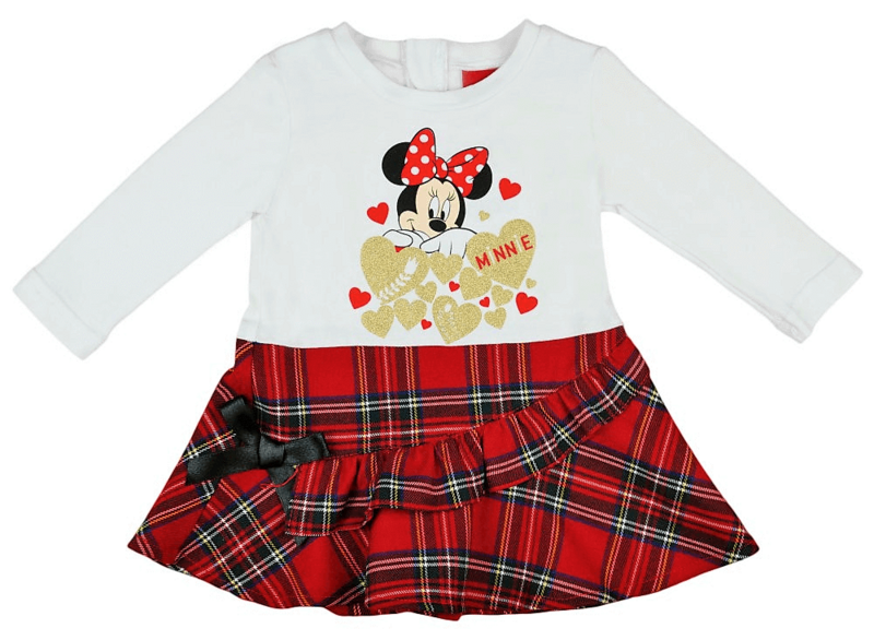 Świąteczna sukienka dla dziewczynki Disney Minnie Mouse, biało-czerwona