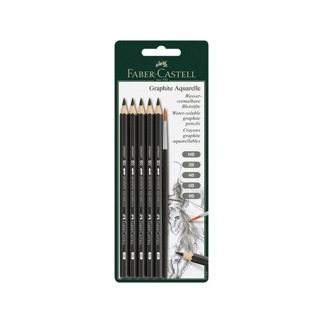 Watercolor pencil set FC Graphite 5 pieces + 1 brush