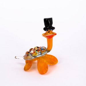 Glass animal turtle with hat