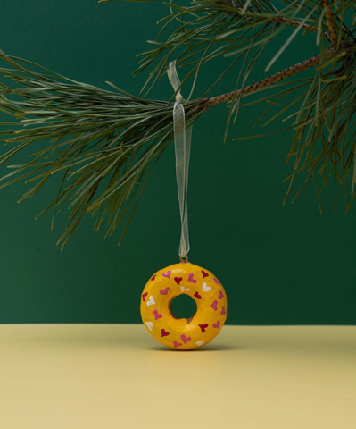 Handmade papier-mache Yellow donut