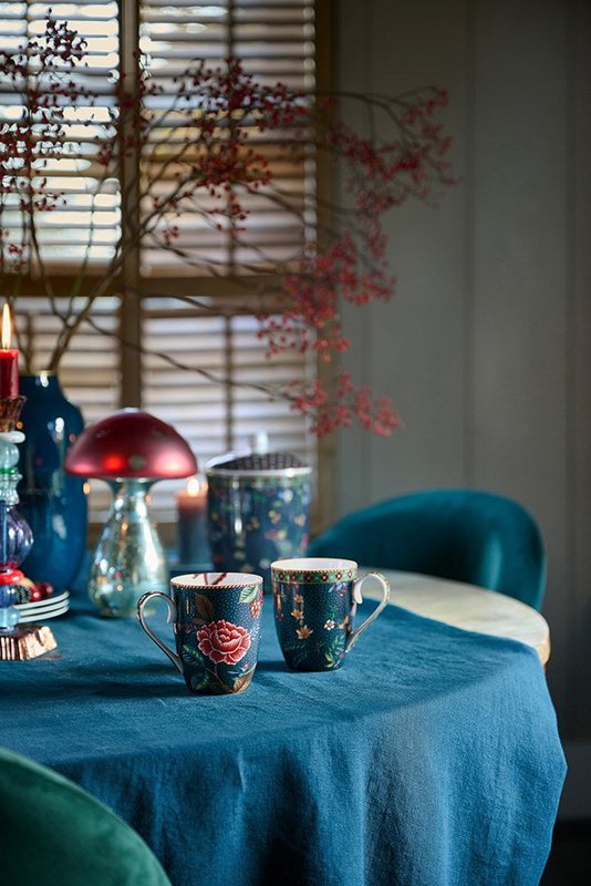 Mug Large Flower Blues Blue 350ml