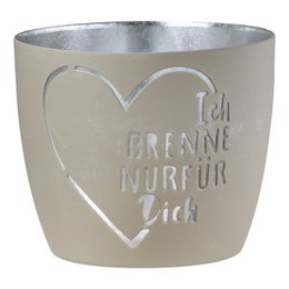 Windlicht Ich brenne nur für Dich 3fach sort., H.8,5 cm