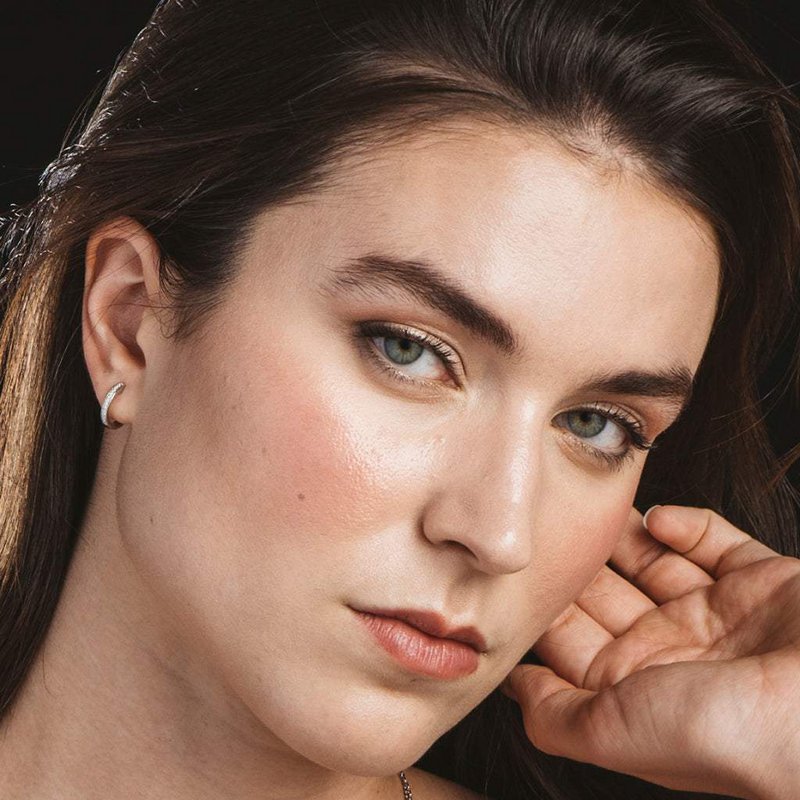 Boucles d'oreilles créoles argent et zircons un rail