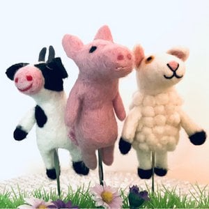 Luna-Leena farm animal finger puppet set of 3 - wool - handmade Handmade