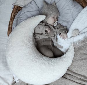 Voedingskussen – Zacht teddykatoen Borstvoedingskussen, Ergonomische ondersteuning voor babyvoeding, Neutraal kinderdagverblijfdecor, Kraamcadeau