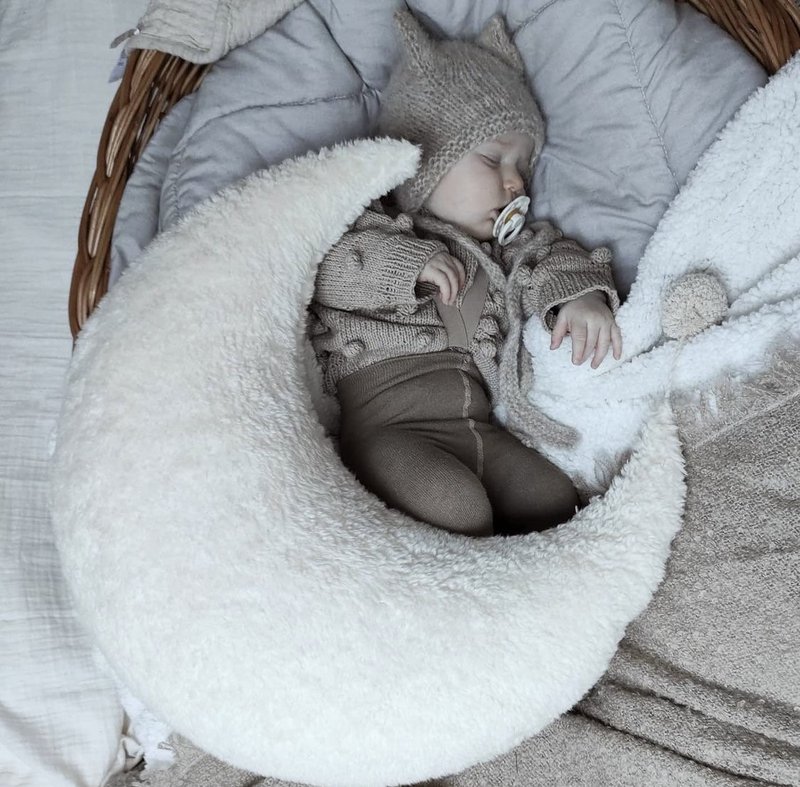Ammepude – blød ammepude i bomuldsbamse, ergonomisk babyfødestøtte, neutral børneværelsesindretning, babyshowergave