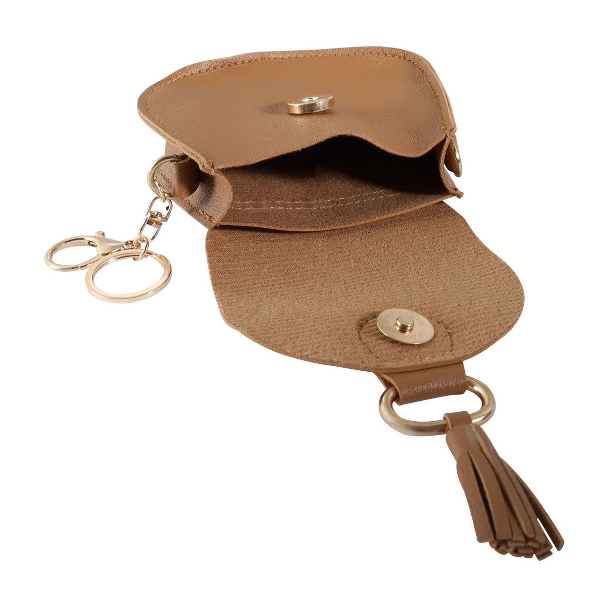 Mini sac avec mousqueton, simili cuir, marron