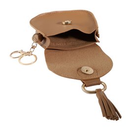Mini sac avec mousqueton, simili cuir, marron