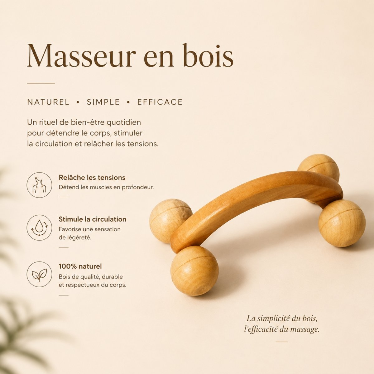 Wooden Massage Wheel - Anti Cellulite Draining Roller Massager - Natural Wood Massage Wheel - Manual Massager