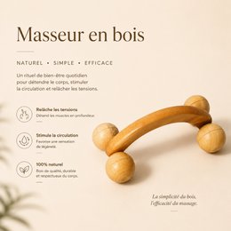 Wooden Massage Wheel - Anti Cellulite Draining Roller Massager - Natural Wood Massage Wheel - Manual Massager