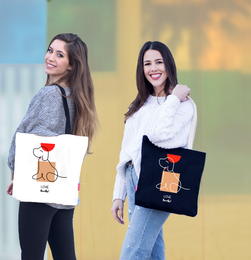 Totebags. Stor lommemodel "LOVE BARKS"