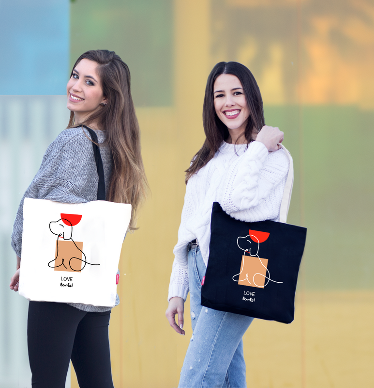 Totebags. Stor lommemodel "LOVE BARKS"