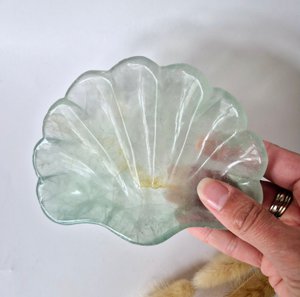 Edelstein-Schnitzschale, Muschelform, grüner Fluorit %2331 – einzigartiges Geschenk