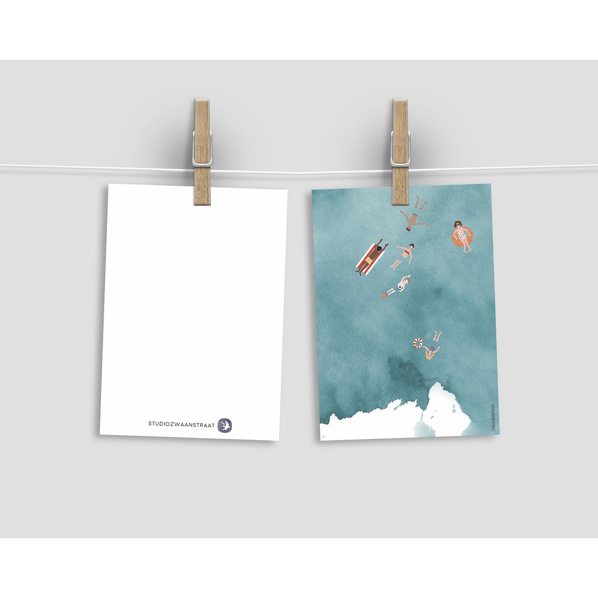 postcard 'swimming'