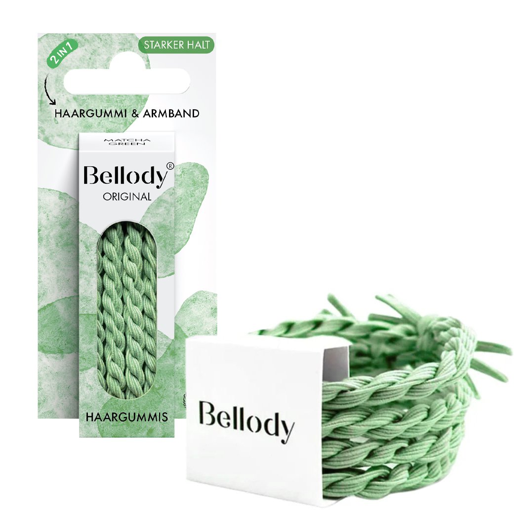 NUEVO - Gomas para el cabello Matcha Green - Bellody® (4 piezas) - Elegantes coleteros trenzados