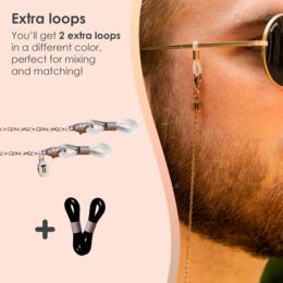 Glasses Cord Basic Rose Gold — 100% Stainless Steel & Unisex Eyewear Cords for Women and Men — Glasses Chain with Extra Loops — Brillenkoord Brillenband Brillenkette Cordon de Lunettes Cordón Para Gafas