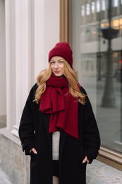 PENELOPE scarf – 100% merino wool – burgundy