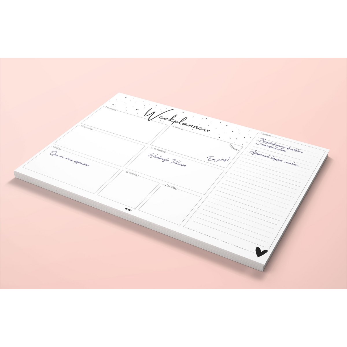 Weekplanner A4 - Planner - Dagplanner - Deskplanner - Familieplanner - Gezinsplanner - Planner Organizer - - Stippen - Afscheurbaar - 50 vel