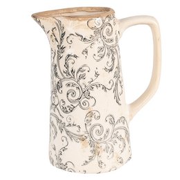 Decoration Jug 16x11x20 cm Beige Gray Ceramic Flowers Jug