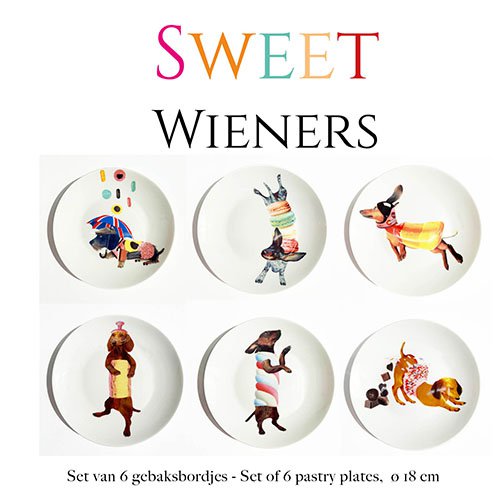 Sweet Wieners - Set of 6 pastry plates