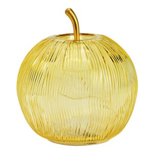 Deko Apfel mit 15er LED/ Timer aus Glas, Gelb (B/H/T) 16x17x16cm