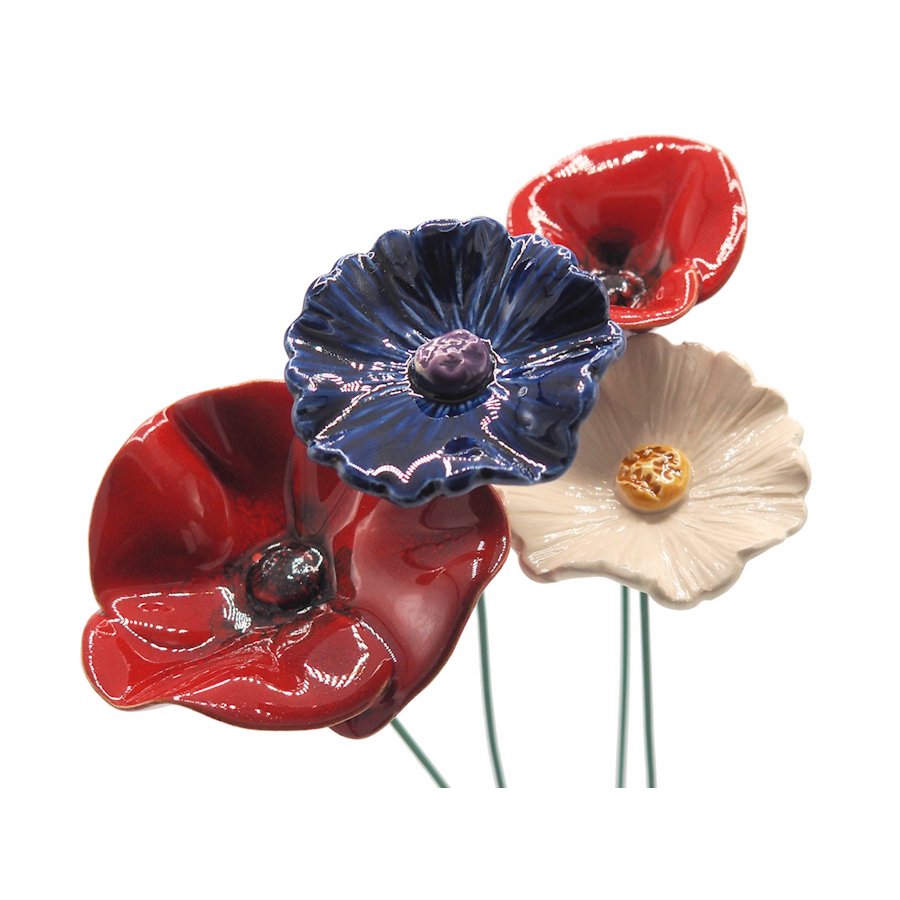 Cornflower flower ceramic white 5cm