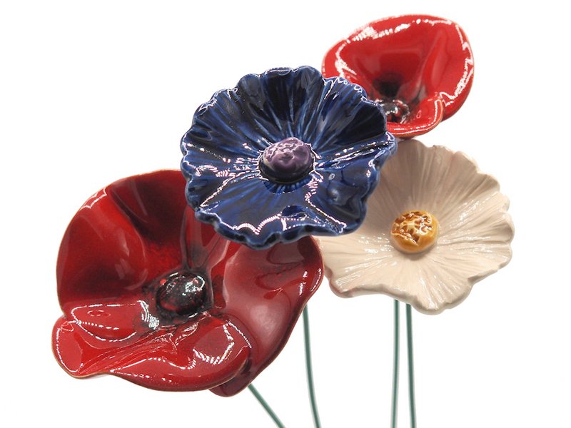 Cornflower flower ceramic white 5cm