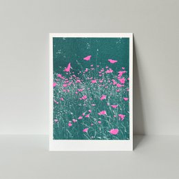 Riso Postkarte Kornblume, Risographie, DIN A6