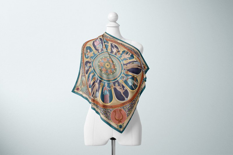 Pañuelo de seda 100% de los dioses del Olimpo (2 colores)