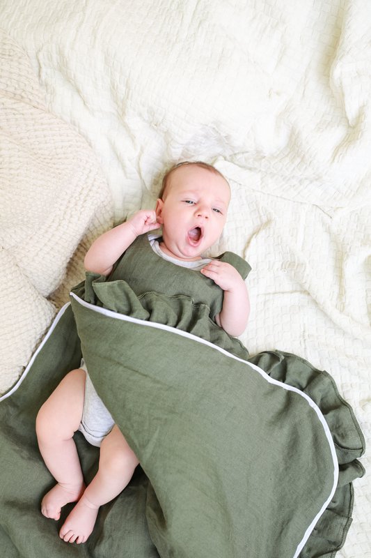 Babyschlafsack aus Leinen mit Rüschen, Babyschlafsack mit Rüschen Sommer 1 TOG, 1,5 TOG, 2,5 TOG