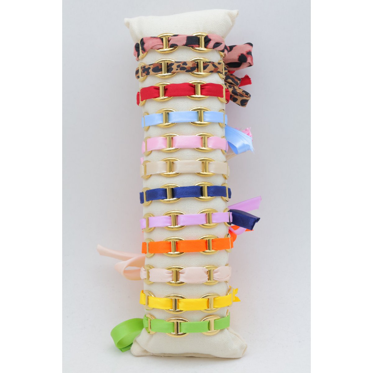 Lot de 12 bracelets mailles marine avec tissus colorés en acier inoxydable