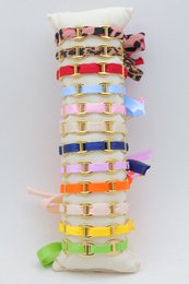 Lot de 12 bracelets mailles marine avec tissus colorés en acier inoxydable