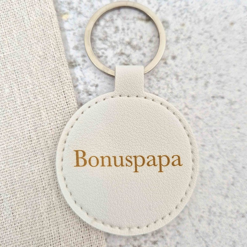 Leren hanger - Rond beige bonuspapa