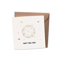 Lot de 10 cartes de vœux avec enveloppe | BONNE ANNEE - VACANCES | nouvel an - bonne année - feu d'artifice - champagne - fête | carte pliée - blanc cassé mat - papier biotop de qualité lourde