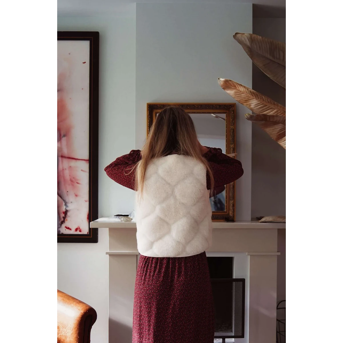 Wool Vest - Flat White Bubble Shorty