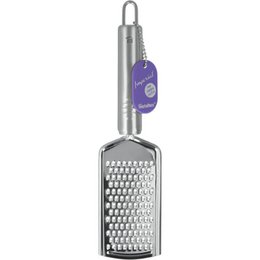  Stainless steel grater with a sturdy handle, ideal for grating a variety of ingredients. Features a fine grating surface for versatile use in the kitchen.