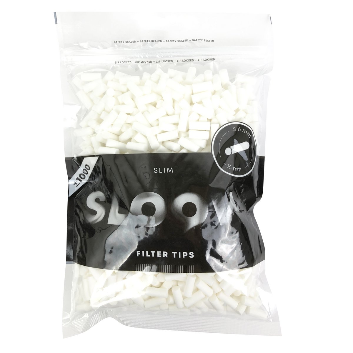 SLOOW  Filtres à cigarettes  Sachet zip refermable de 1000 pcs  Taille Slim  6mm de diamètre